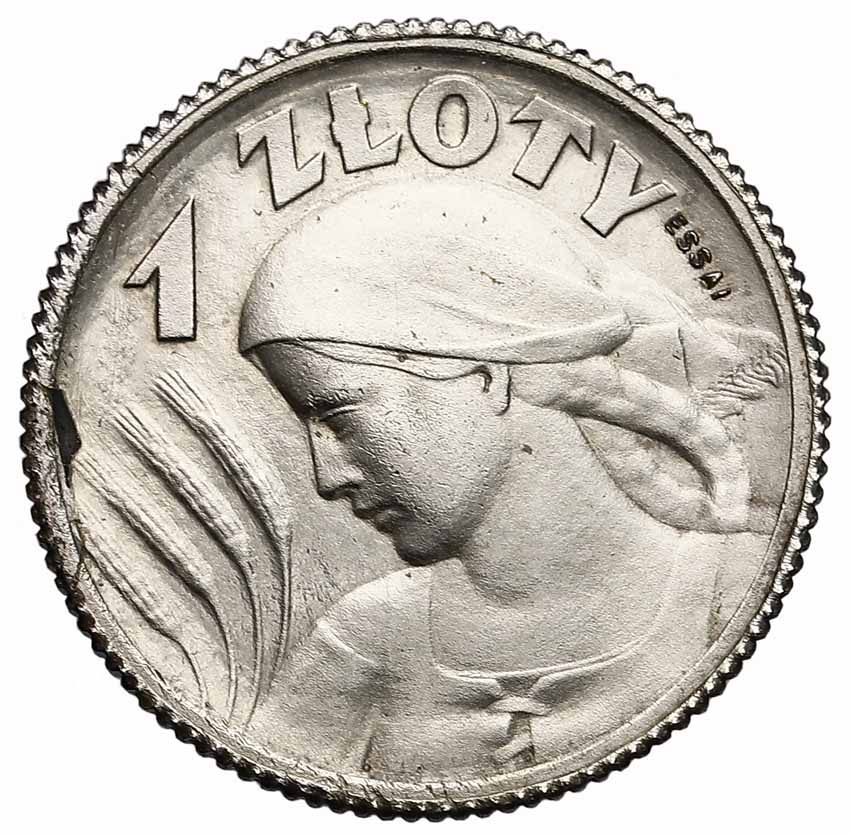 II RP 1 złoty 1924, ESSAI, srebro z kolekcji Włodzimierza Głuchowskiego